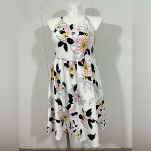 Torrid Women's Fit & Flare White Floral Dress Spaghetti Straps Size 0 large
